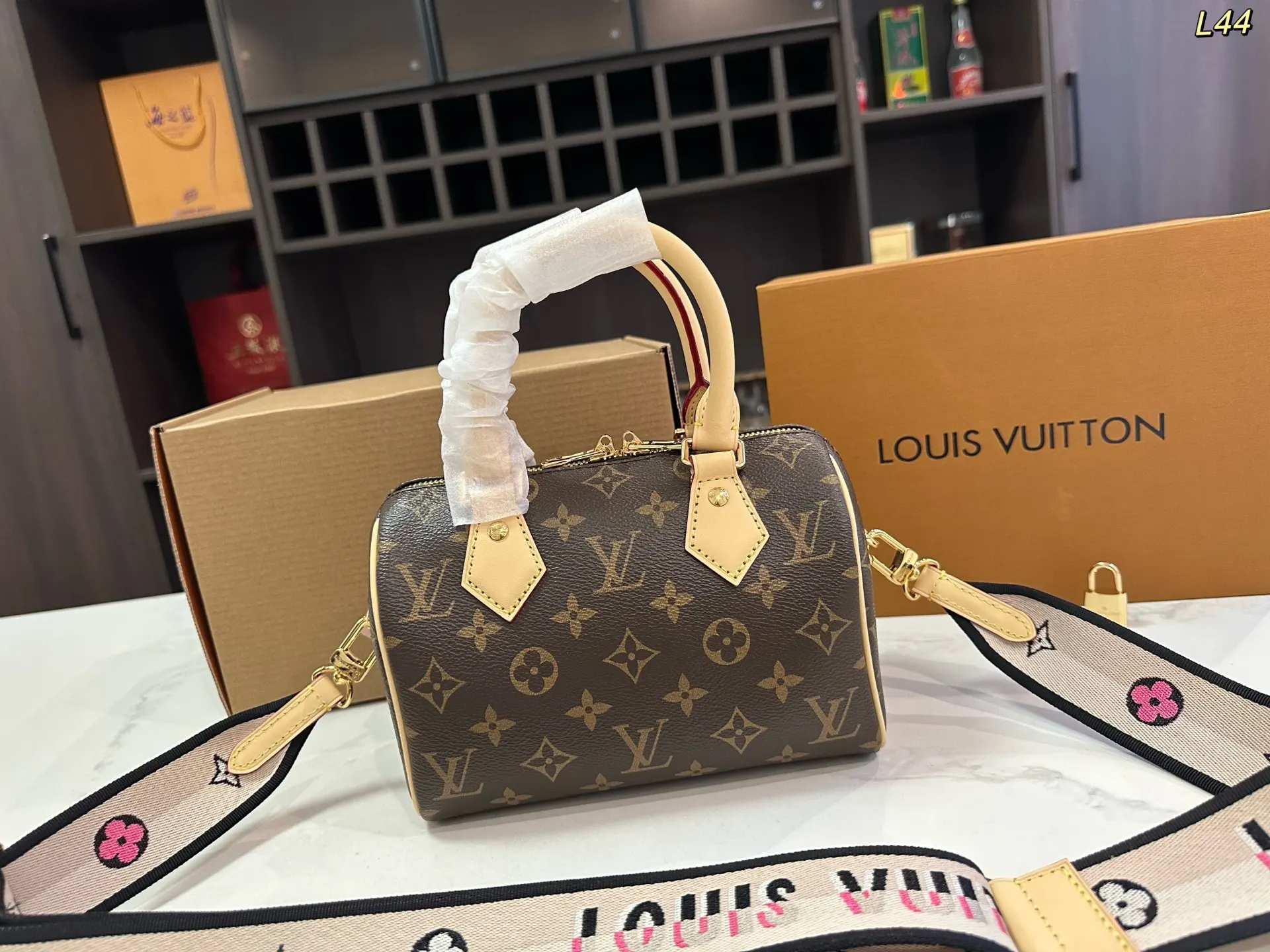 Louis Vuitton Gold Monogram Crossbody Bag Lightweight Leather