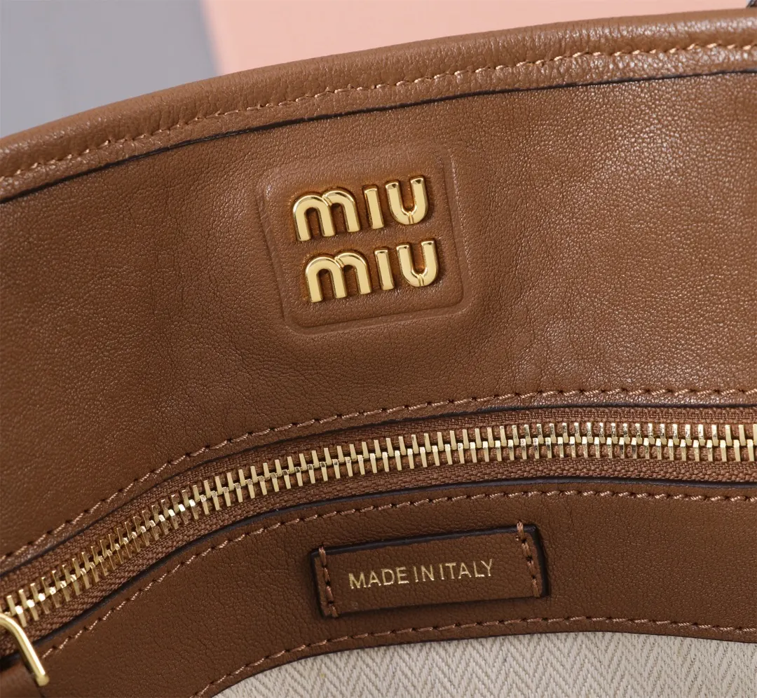 Miu 棕色 金色 羊皮 托特包 大容量托特款