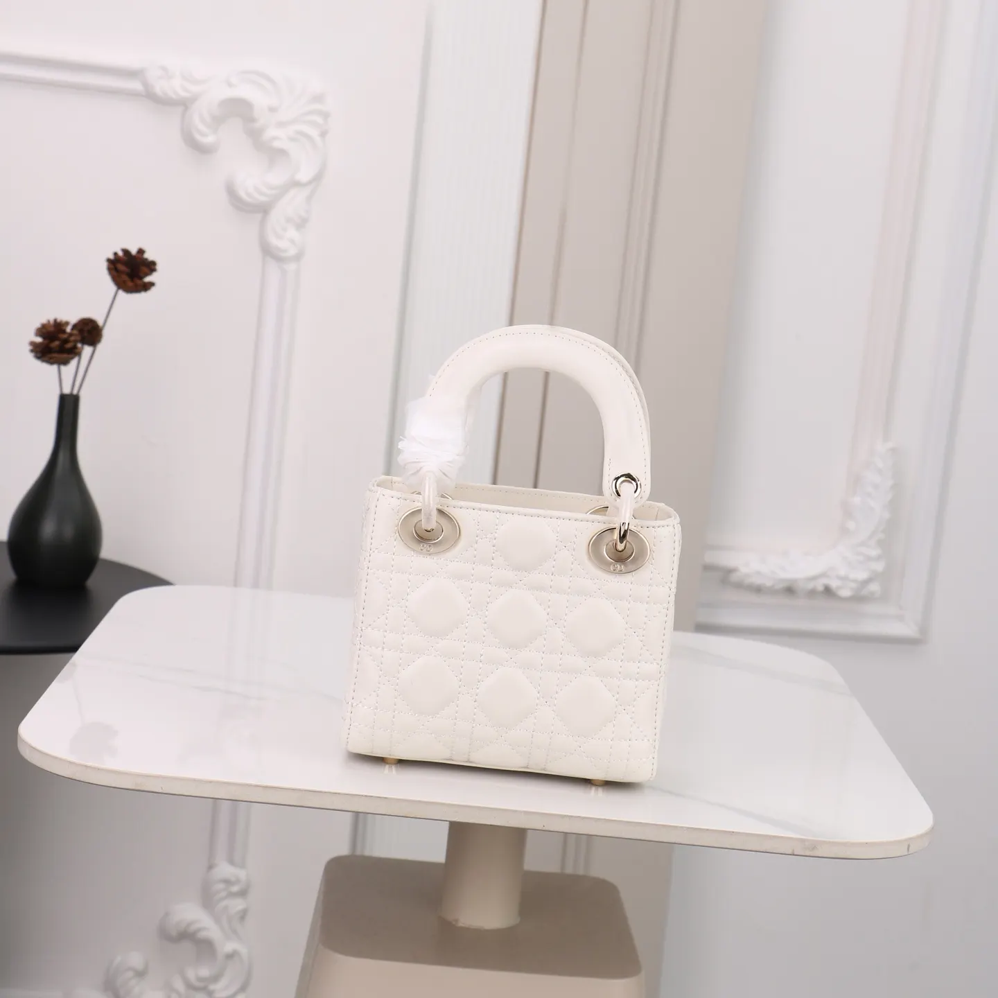 Dior Lady Dior Lady Sheepskin Handbag Top Handle Bag