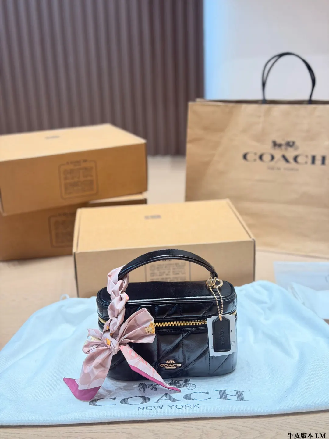 Coach 棕色 老花 牛皮 鏈條包 精致鏈條款