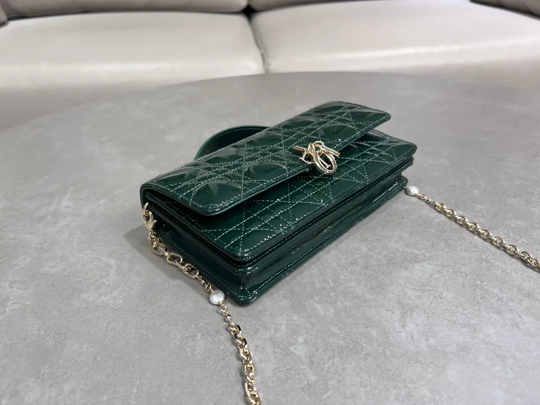 Dior Lady 绿色 墨绿 羊皮 链条包 精致链条款