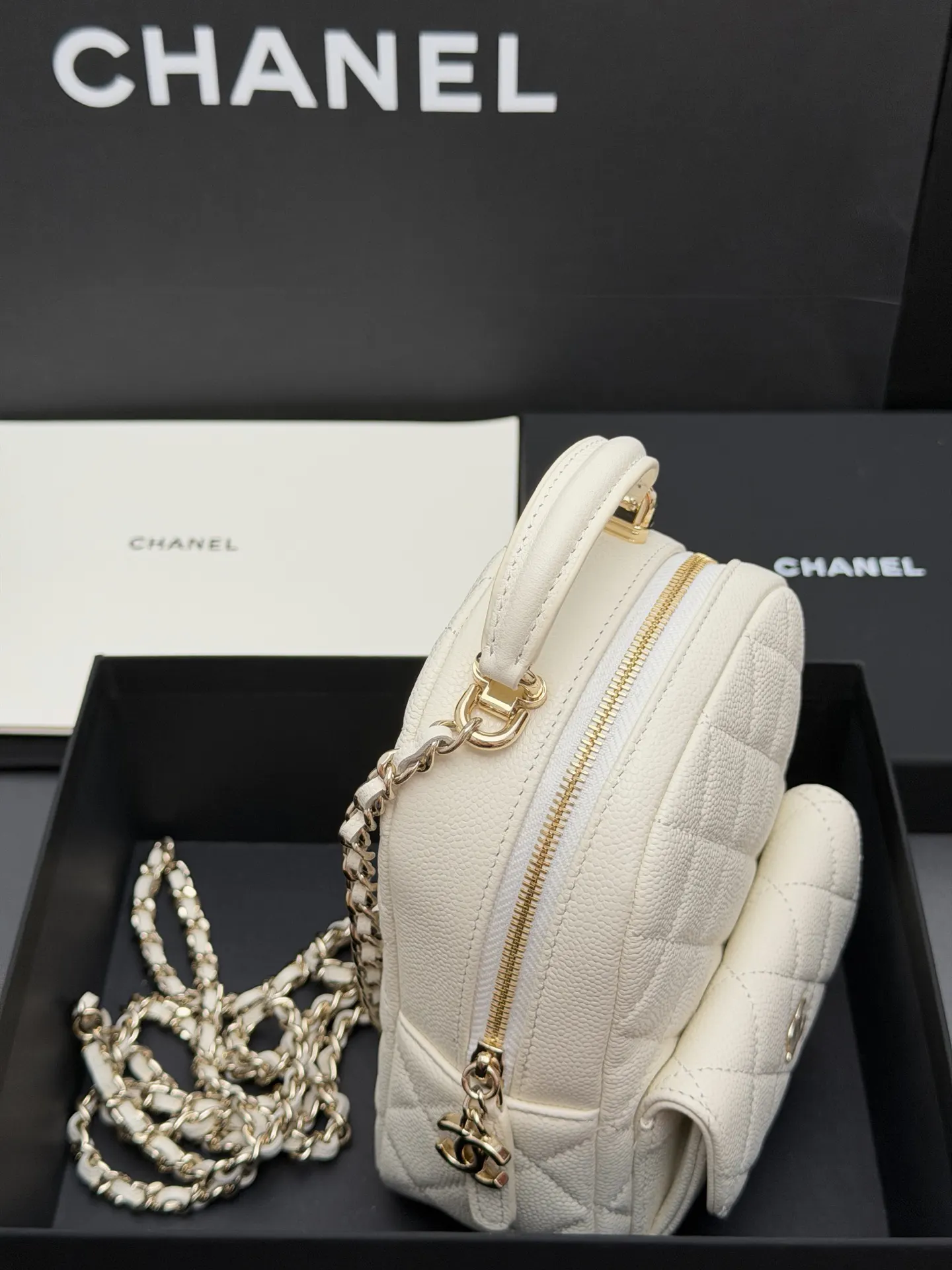 White Backpack Classic Fashion Leather