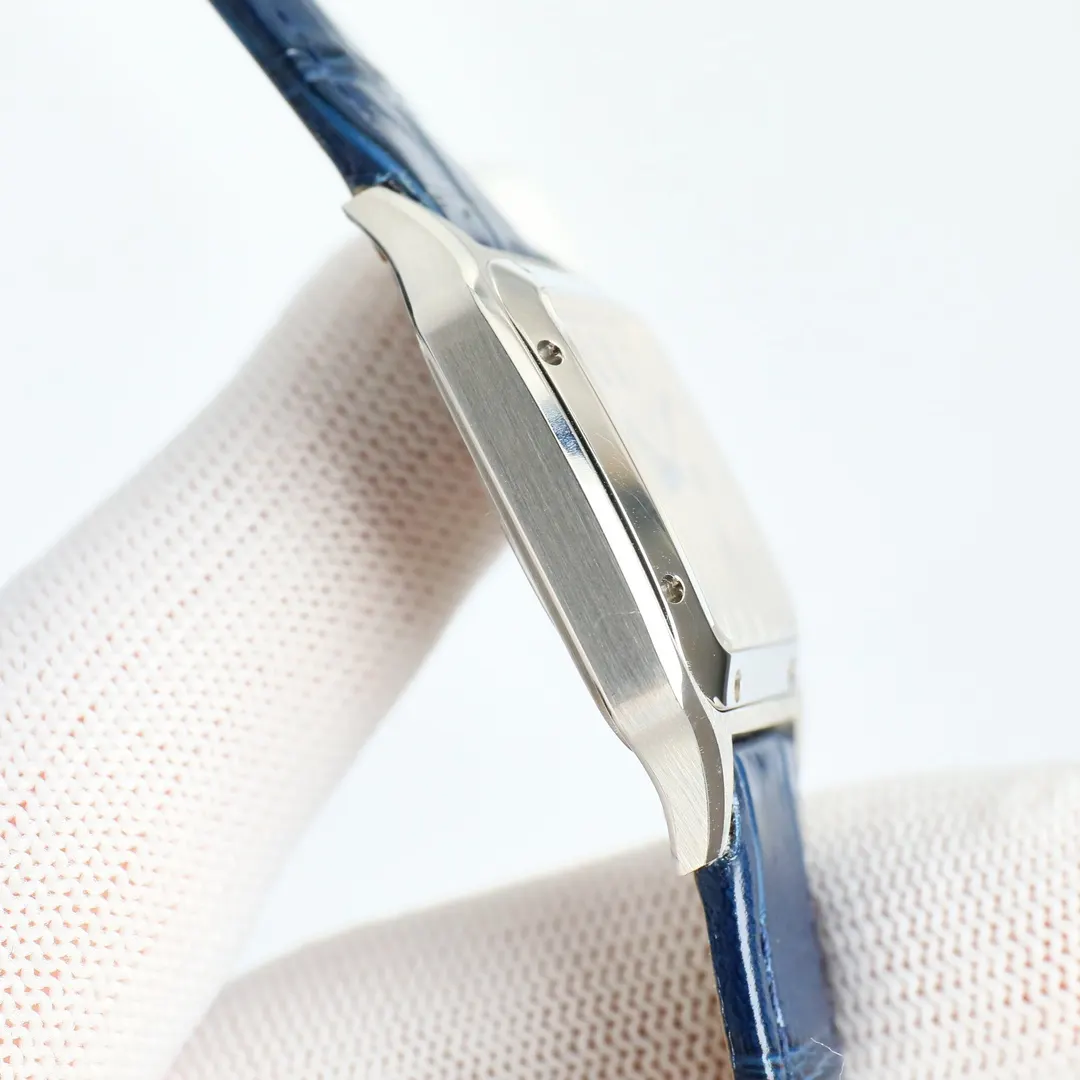 Cartier 蓝色 玫瑰金 牛皮 手表 经典腕表款