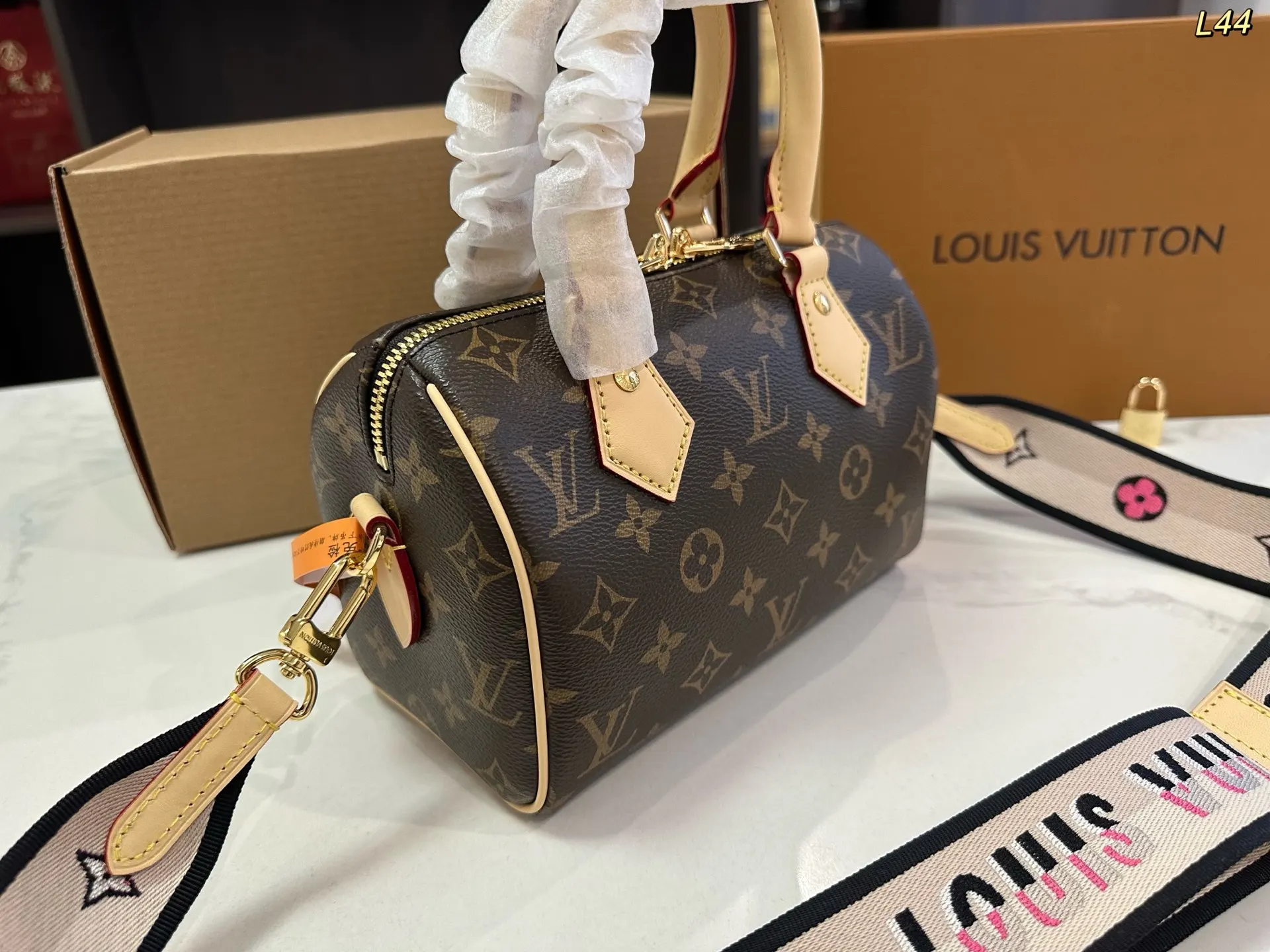 Louis Vuitton Gold Monogram Crossbody Bag Lightweight Leather