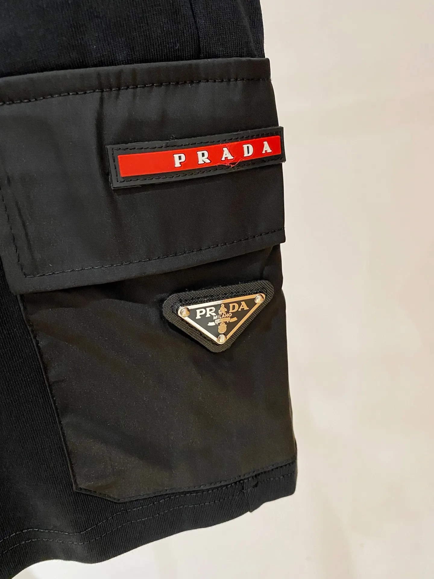 Prada Black Triangle Logo Shorts