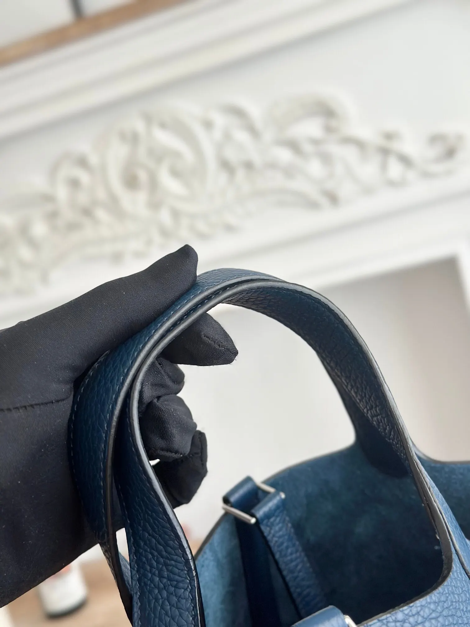 Hermès 宝石藍 牛皮 手提包 18cm