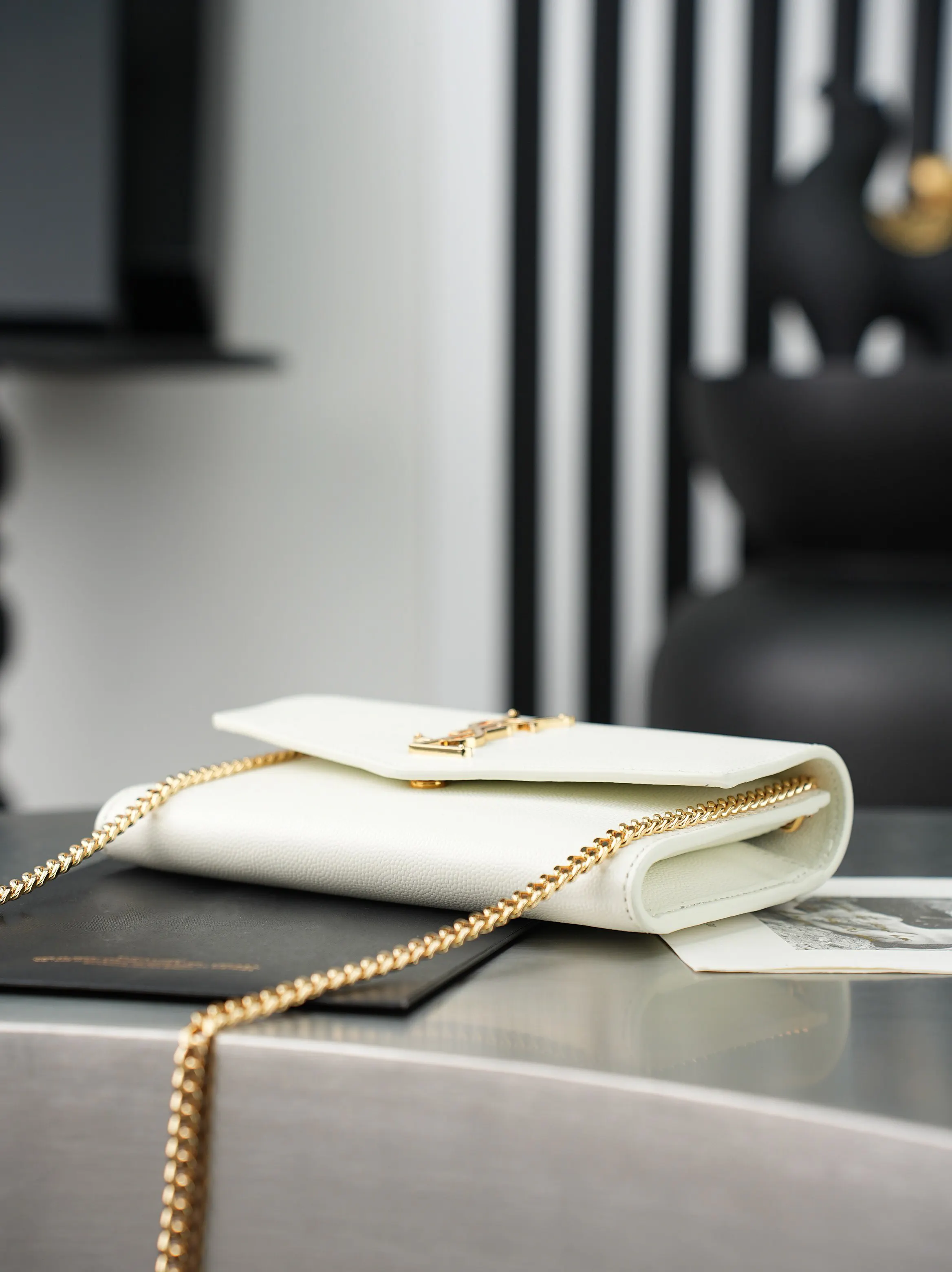 White Chain Bag Leather
