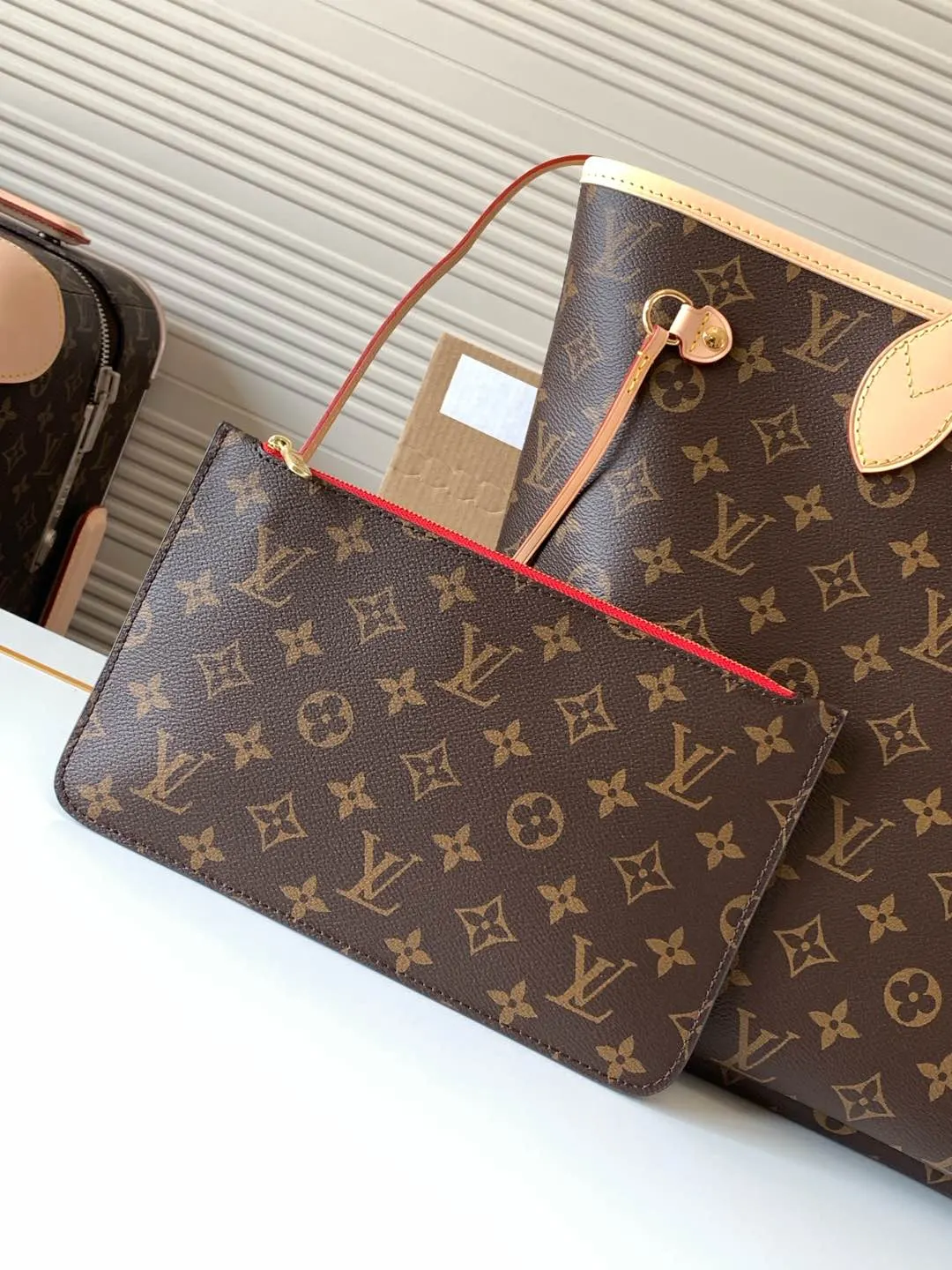 Neverfull 老花 牛皮 托特包 大容量托特款