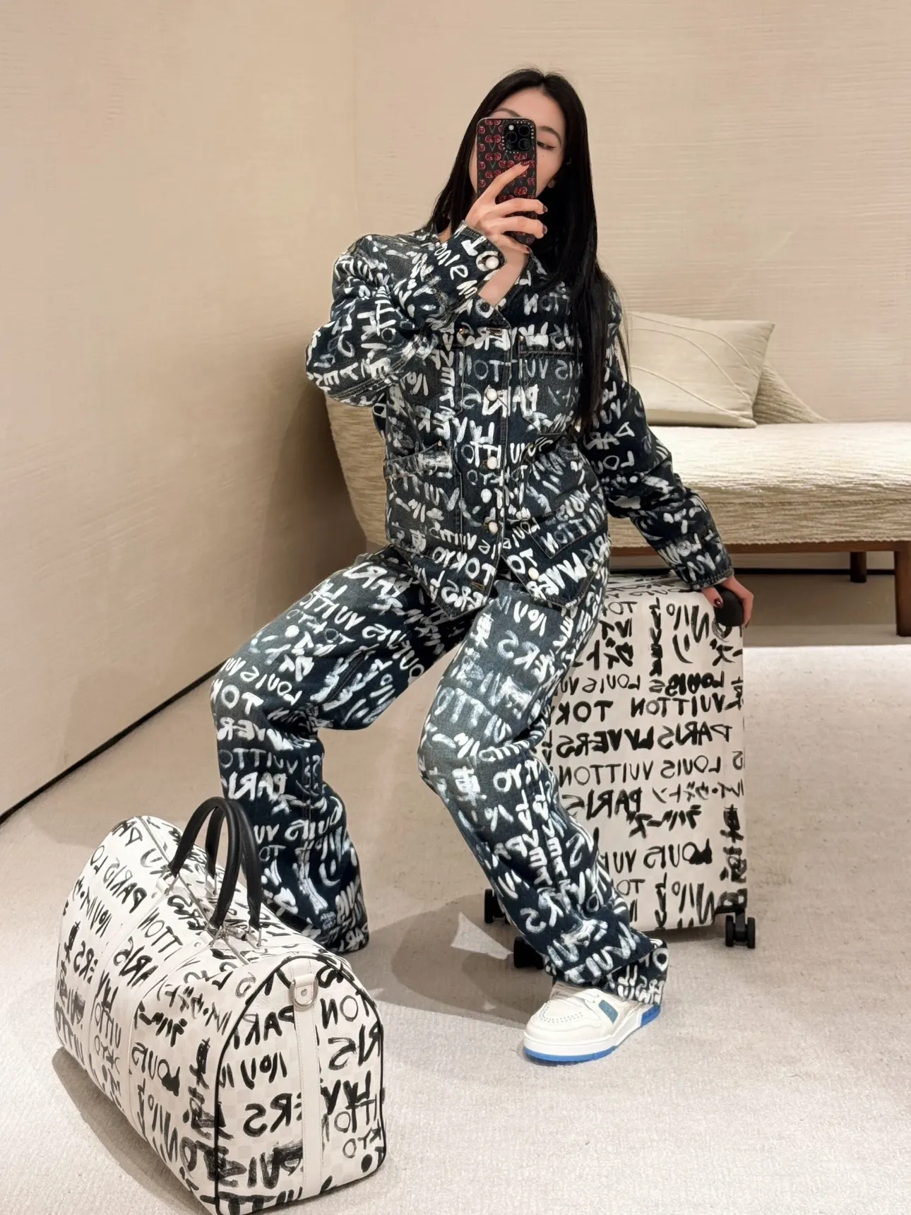 LV 黑色 老花 Mo行李箱 旅行拉杆款 轻便出行款
