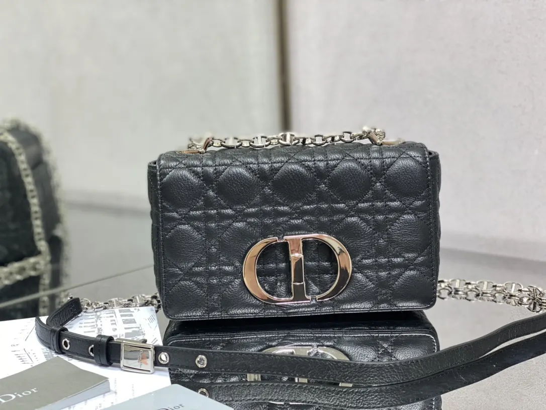 Dior Caro 黑色小牛皮鏈條包 手提斜挎