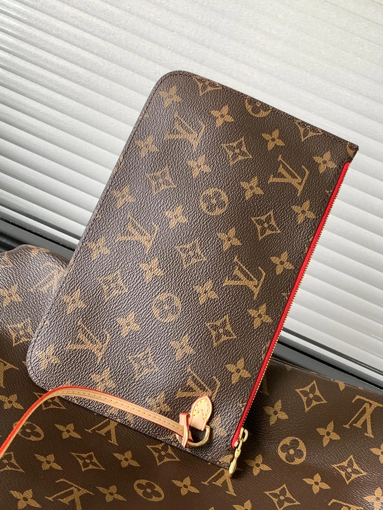 Louis Vuitton Gold Monogram Clutch Bag Leather