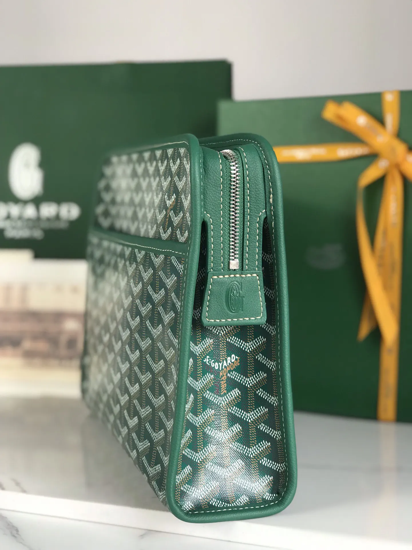 Goyard 黄色 牛皮 手拿包 精致手拿款