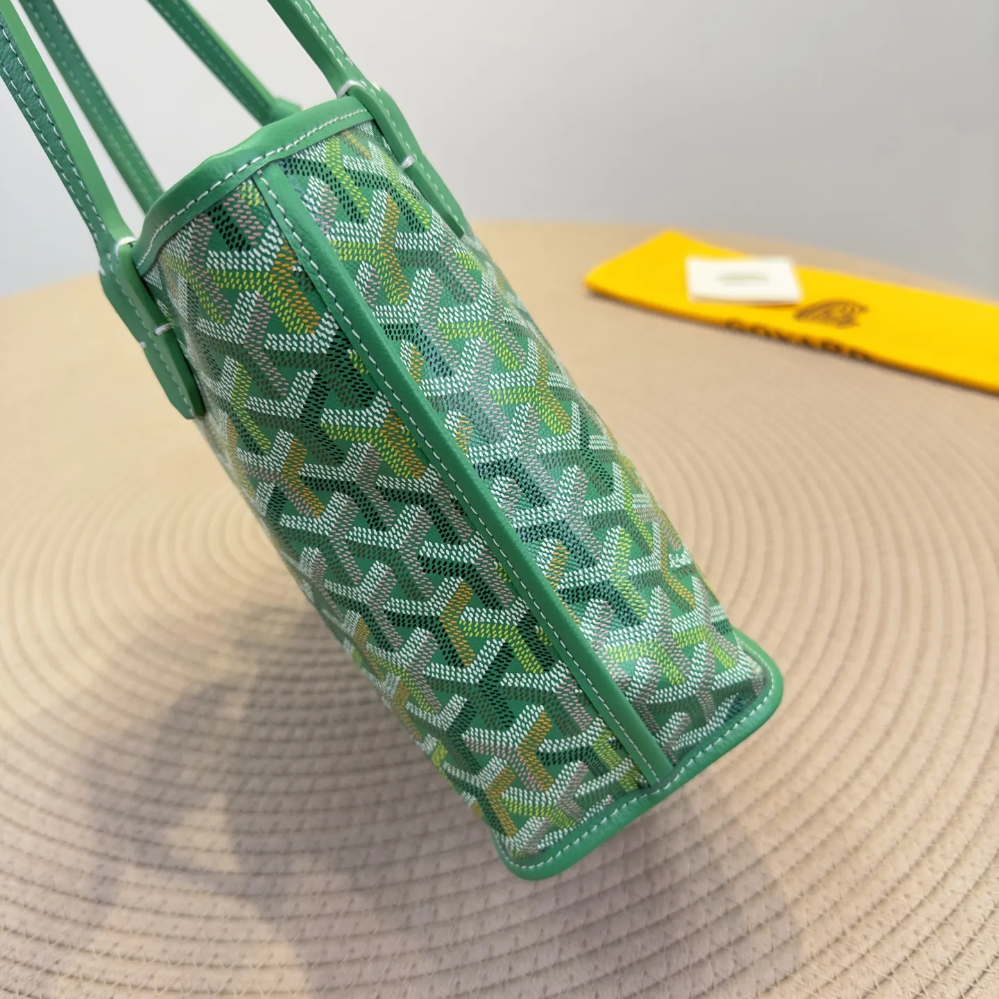 Goyard mini托特草低綠 戈雅Anjou Mini 托特包 大容量托特款