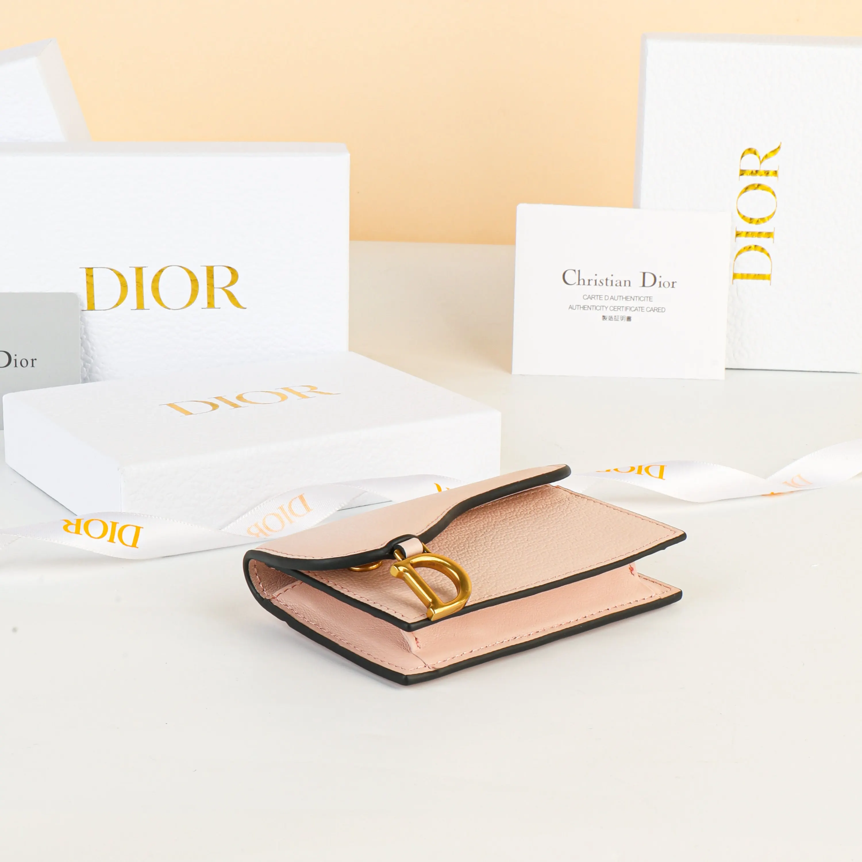 Dior Saddle 粉色 皮革 钱包