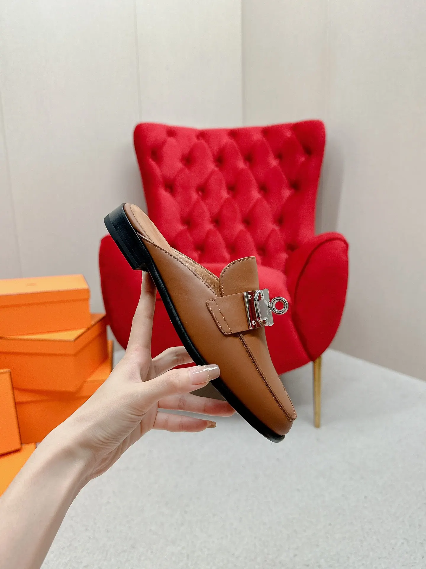 Hermès 小牛皮 拖鞋 舒适