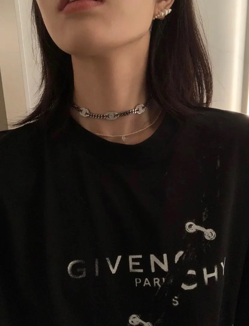 Chanel 黑色/银色 项链