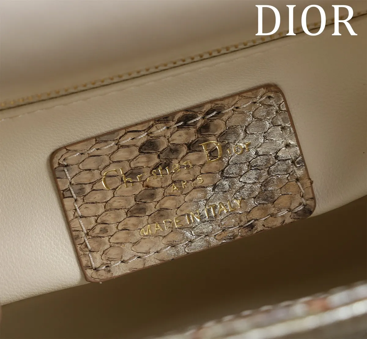 Dior Lady Dior 金色藤格紋手提斜挎包 迷你款