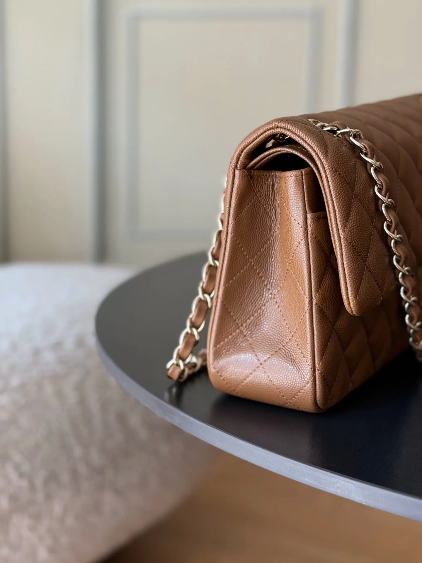 Chanel Brown Leather Quilted Crossbody Bag