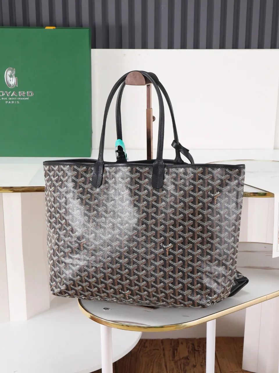 Goyard Black Hobo Shoulder Bag Vintage Canvas