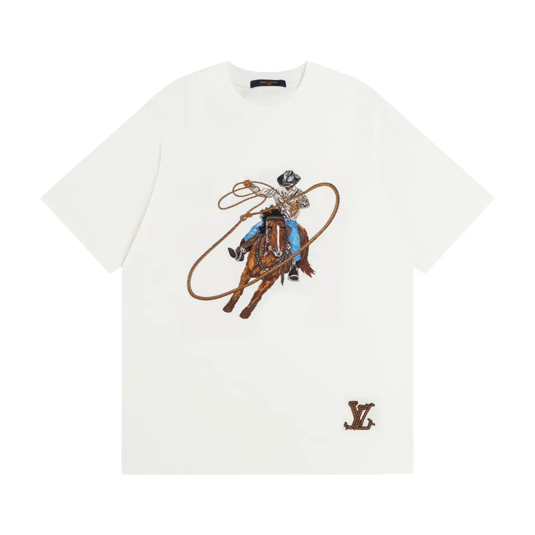 Louis Vuitton 24SS White Denim Embroidered T-Shirt