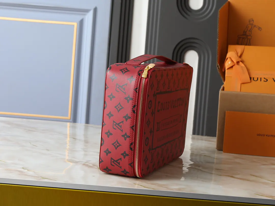 Red Monogram Organizer Pouch Travel