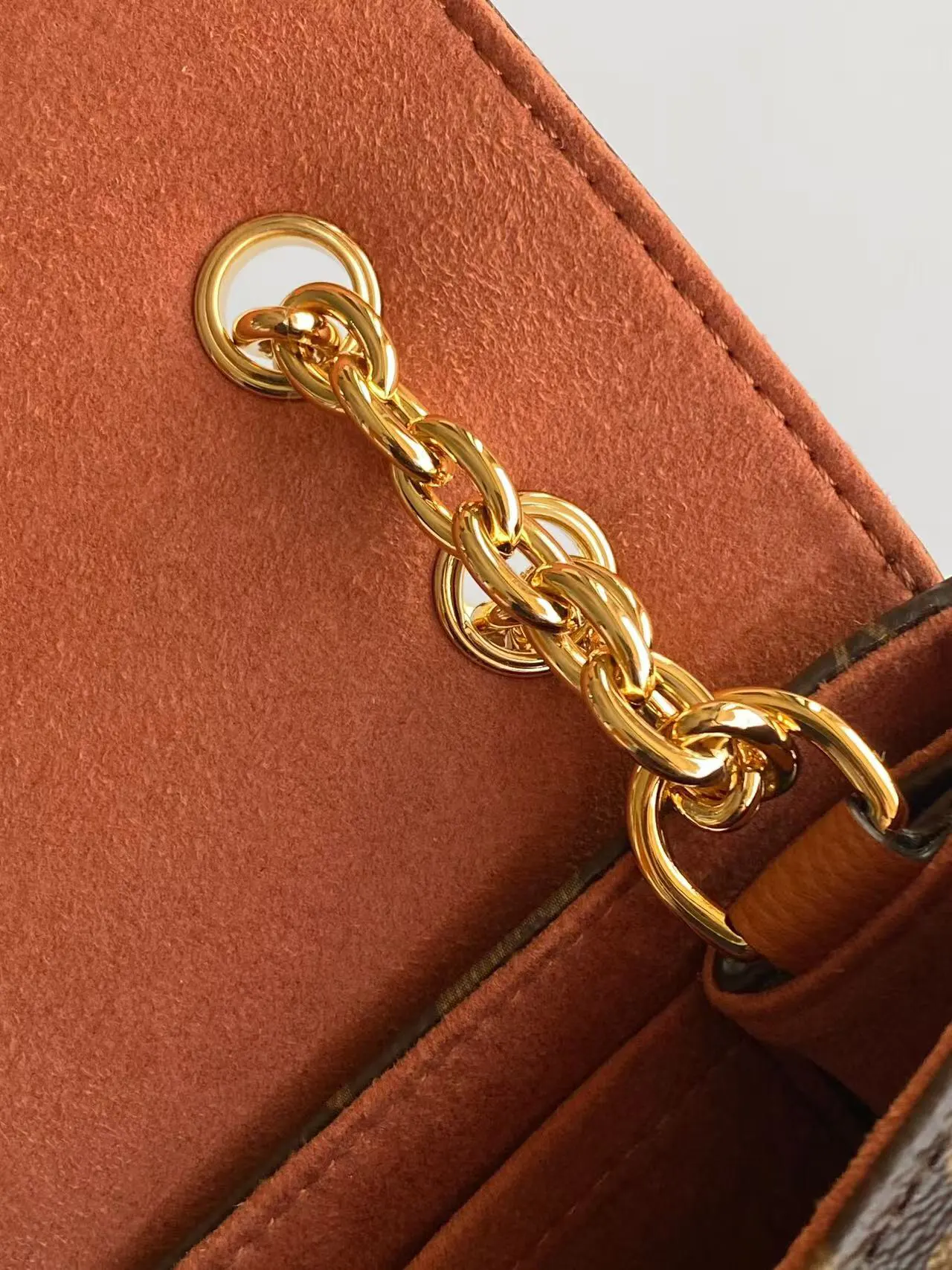 Louis Vuitton Black Brown Chain Bag Canvas