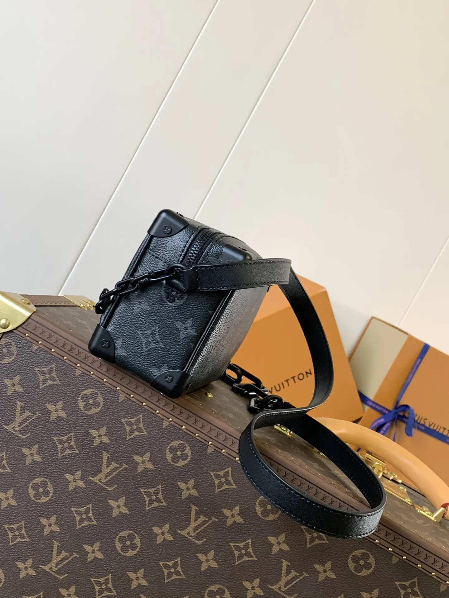 牛皮 黑色花纹 Virgil 链条包 精致链条款