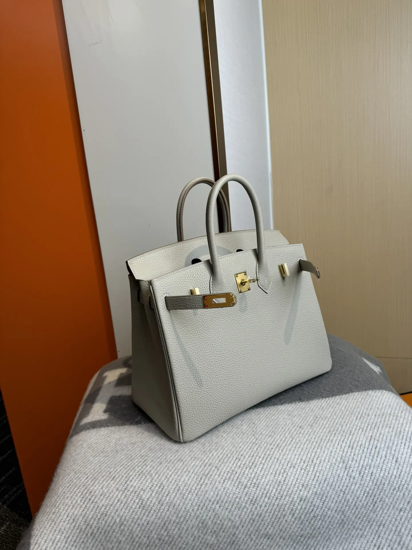 Birkin 铂金 进口Togo皮 冰川白 金扣 手提包 通勤手提款
