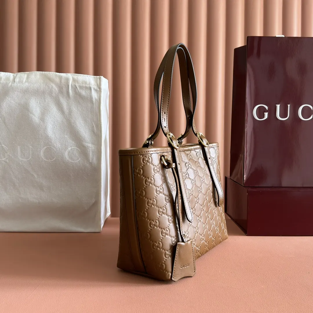 Gucci Brown Pink Tote Bag