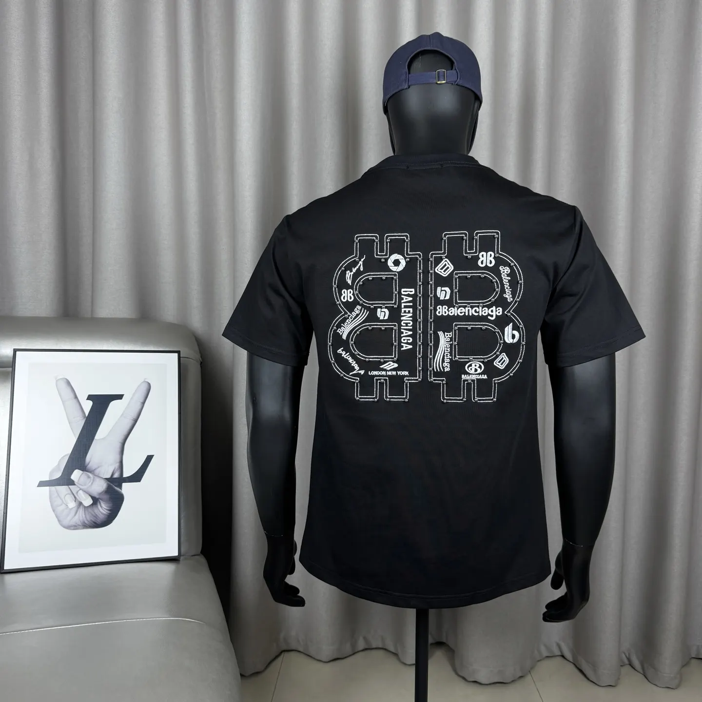 Balenciaga Black Cotton Logo Short Sleeve T-Shirt Street