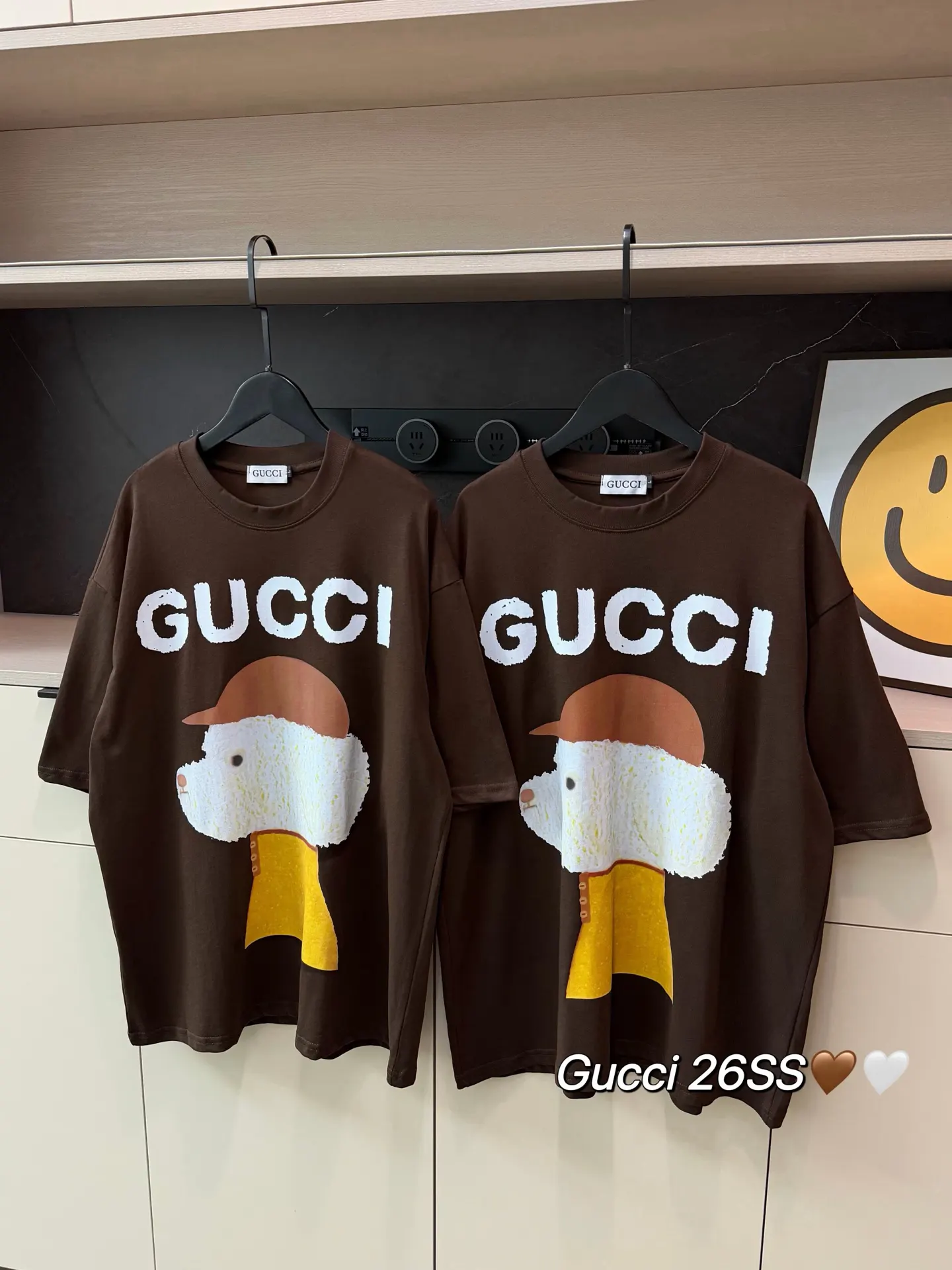 Gucci Logo印花短袖T恤 棕色