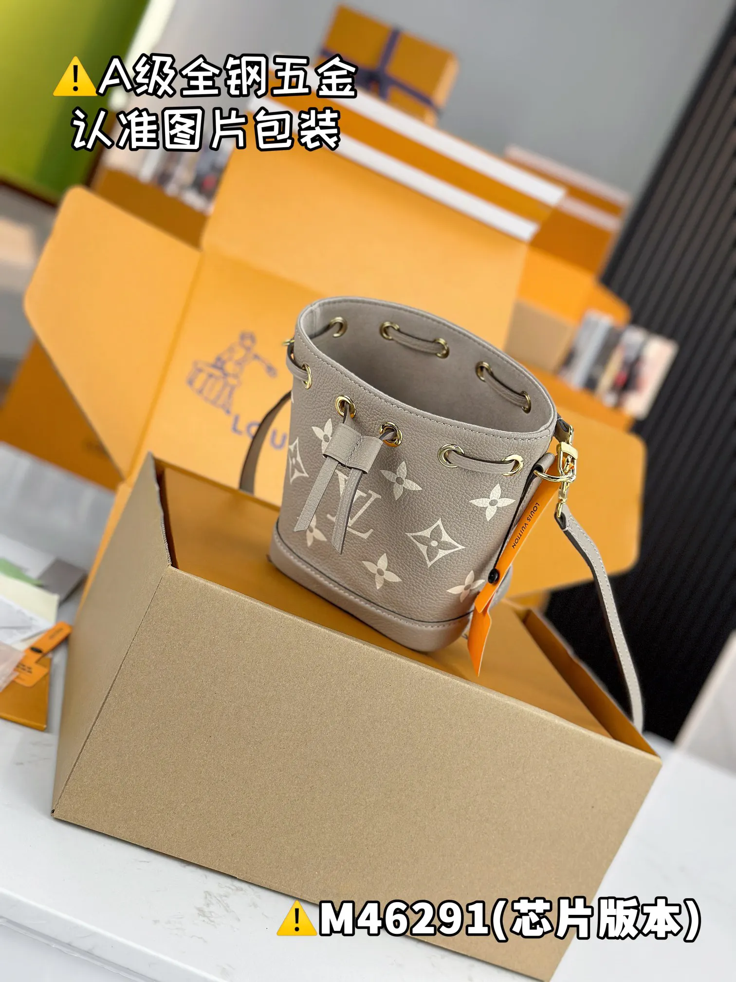 Louis Vuitton Noé 迷你 灰色 Monogram 水桶包