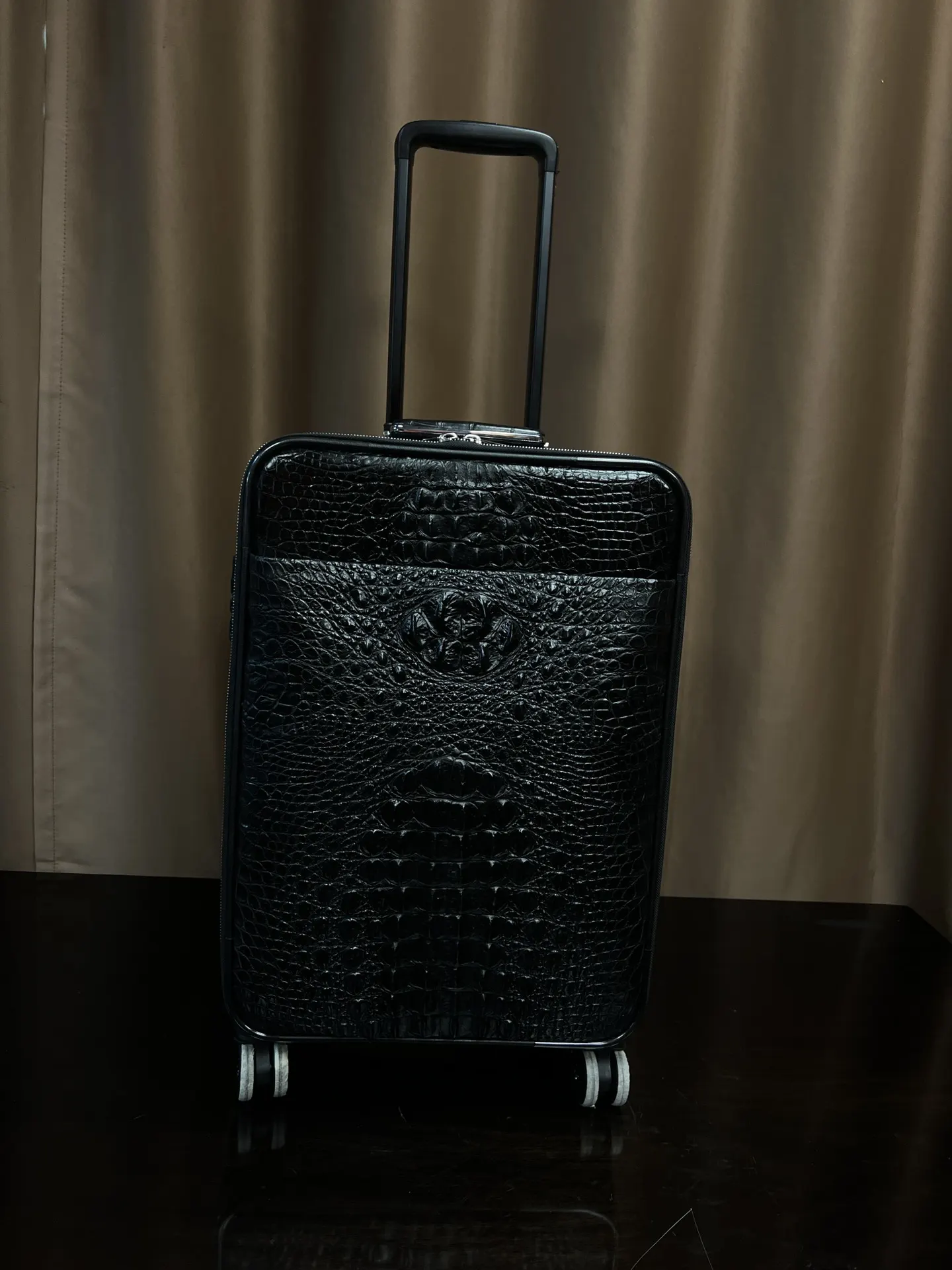 Black Suitcase Travel Lightweight Leather