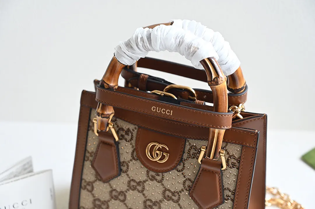 Gucci 棕色 帆布 GG 春季秀款DIANA系列 鏈條包 精致鏈條款