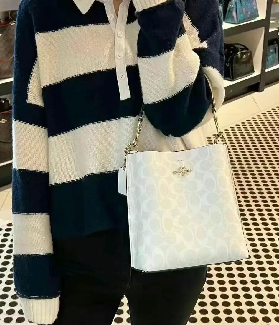 Coach 老花 牛皮 水桶包 休閒水桶款