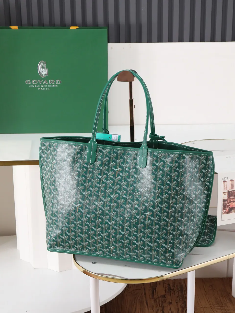 Goyard Green Hobo Shoulder Bag Vintage Canvas