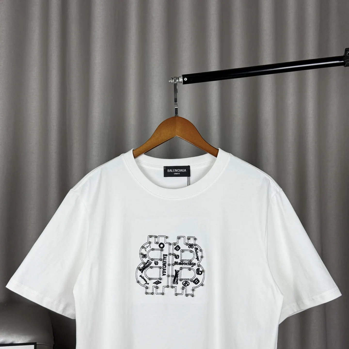 Balenciaga Black Cotton Logo Short Sleeve T-Shirt Street