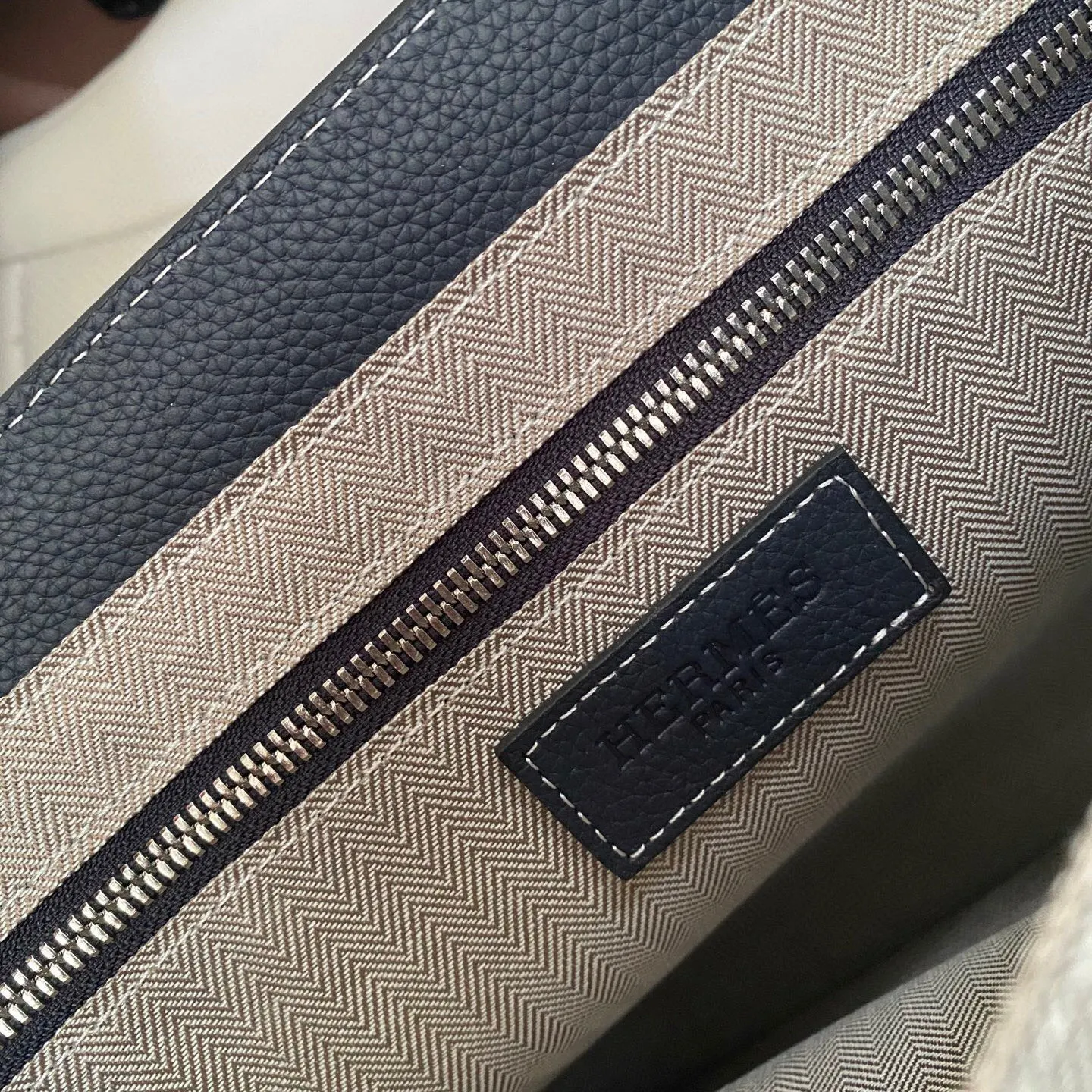 Hermes 黑色 蓝色 小牛皮 公文包 商务通勤款