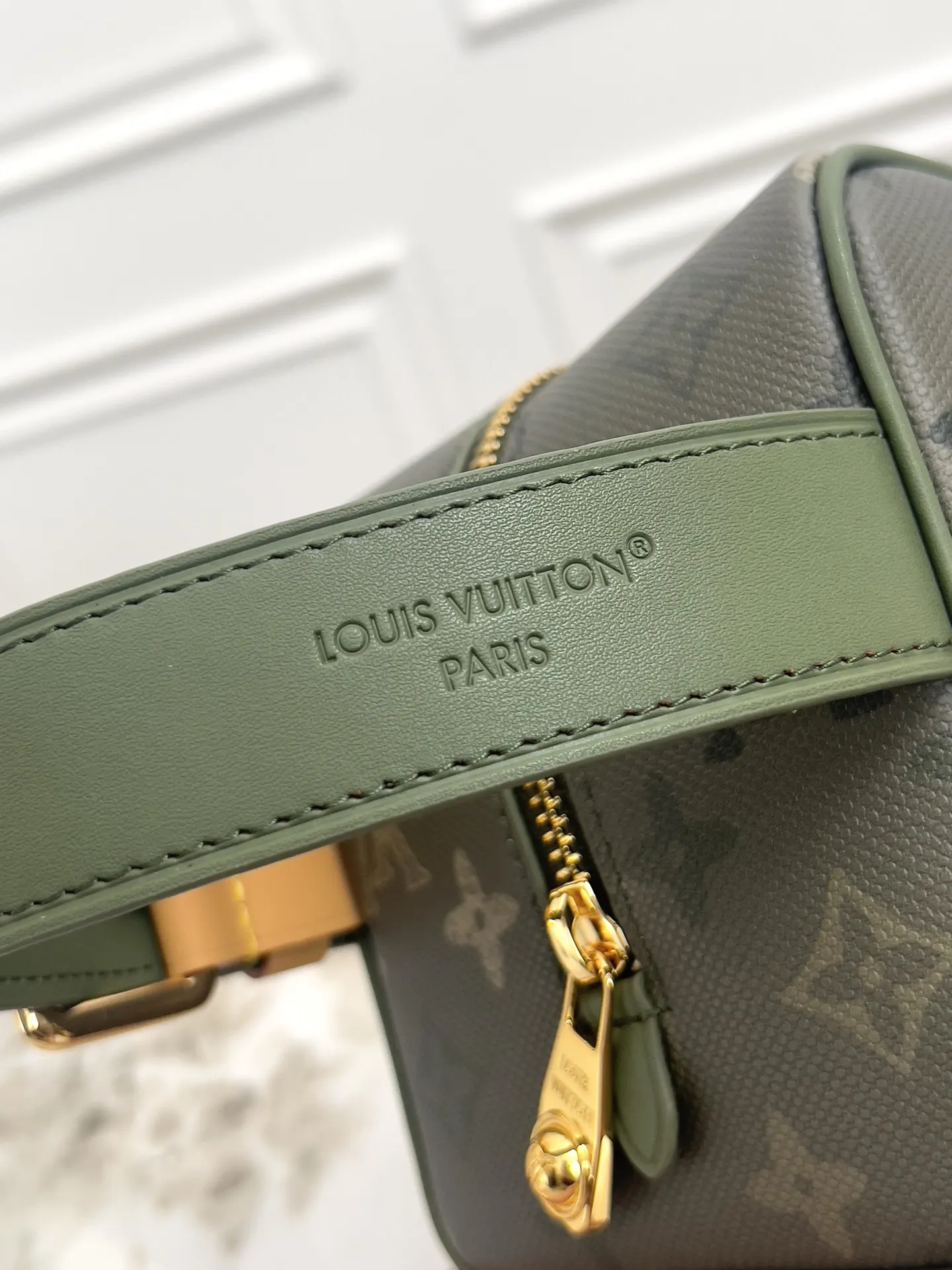 Green Monogram Top Handle Bag Commuter Canvas