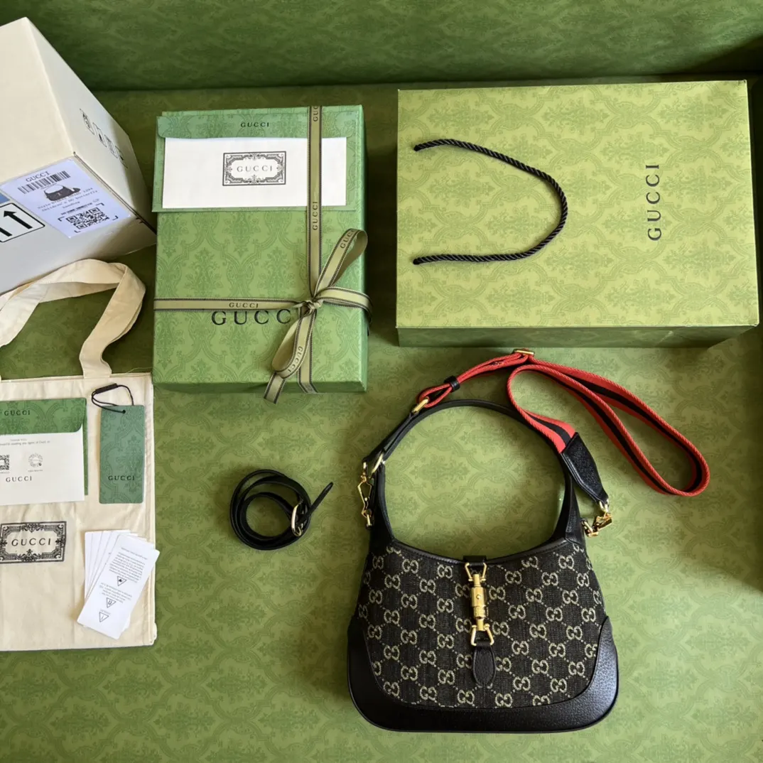 Gucci Jackie 1961 老花焦糖皮革腋下包 單肩斜挎款