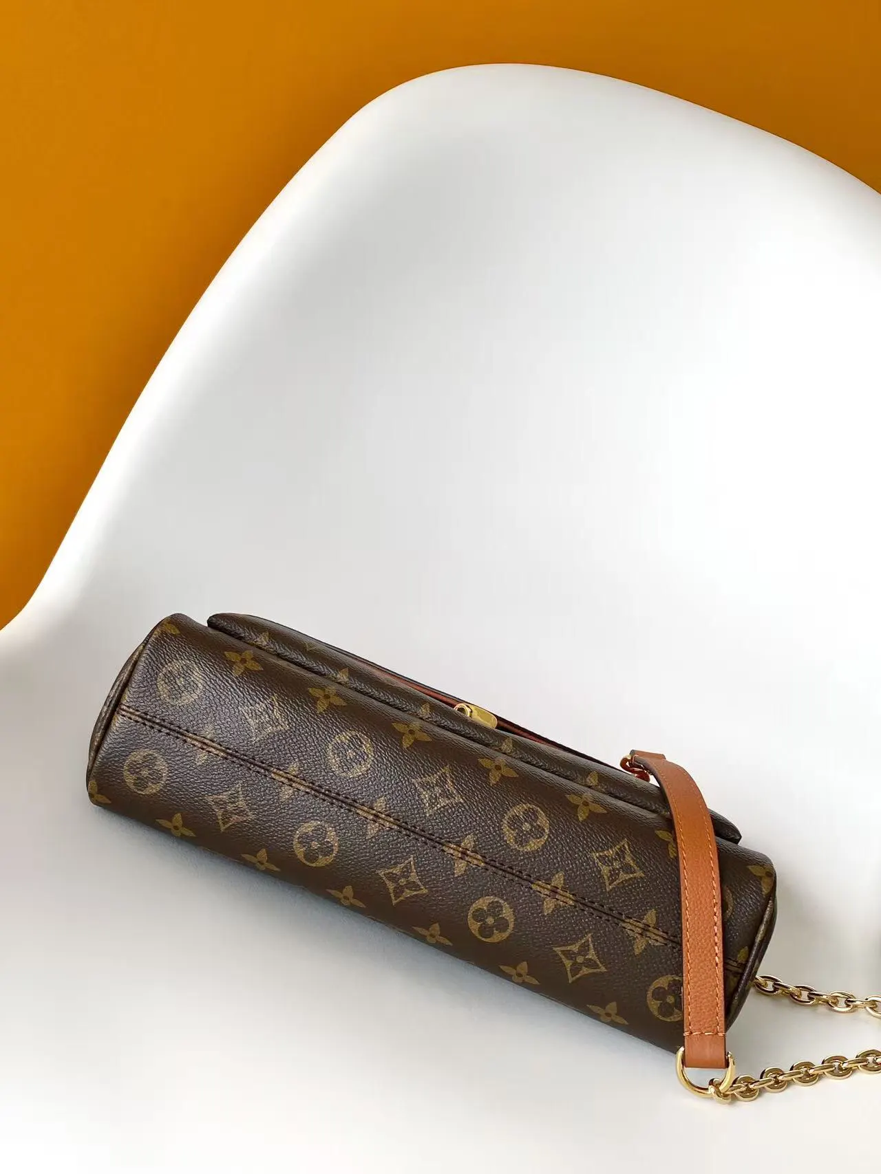 Louis Vuitton Black Brown Chain Bag Canvas