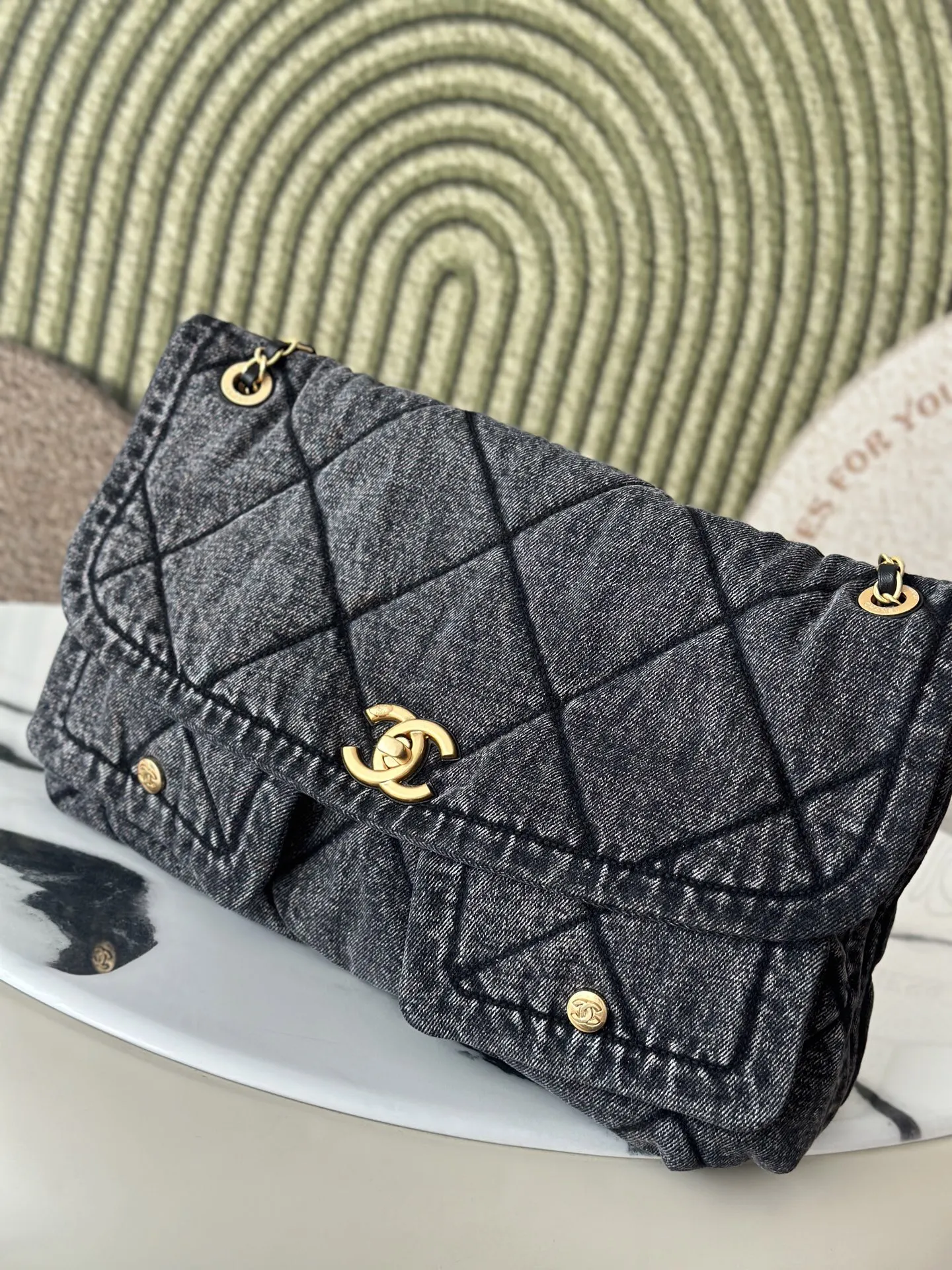 CHANEL 金色 牛仔 鏈條包 精致鏈條款