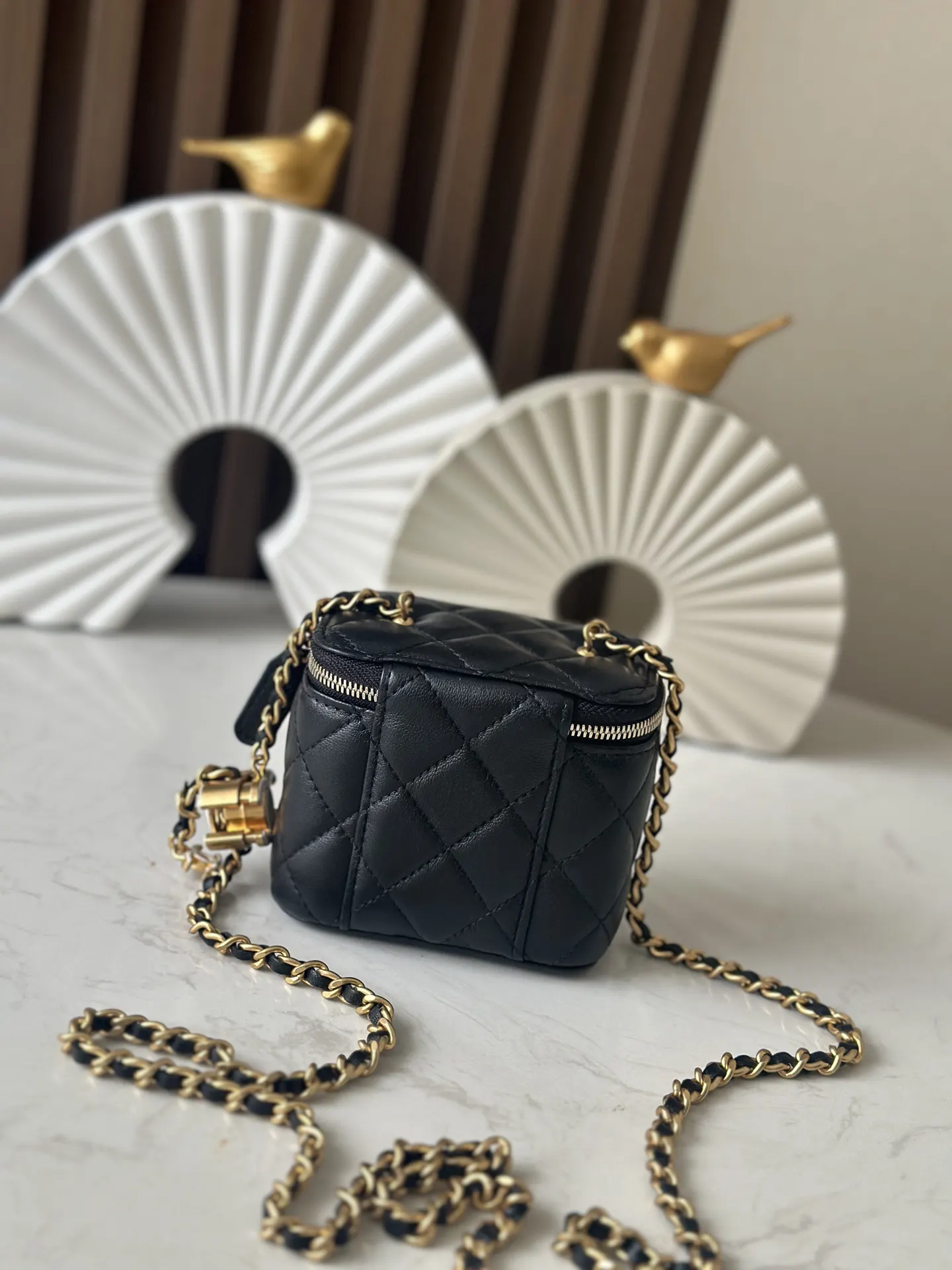 Chanel Sheepskin Chain Cosmetic Bag Shoulder and Crossbody Wear