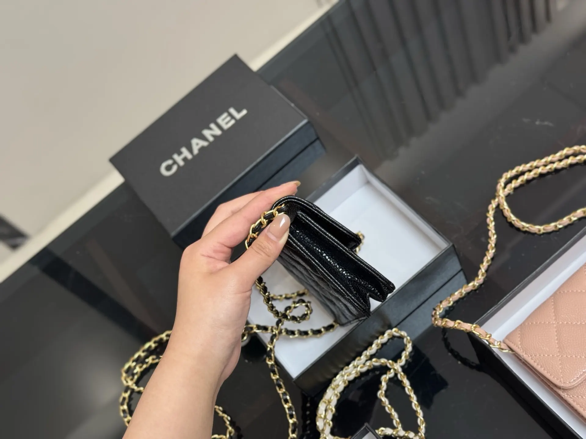 CHANEL 牛皮 盒 珍珠 小废包 cf 双 腋下包 復古腋下背款