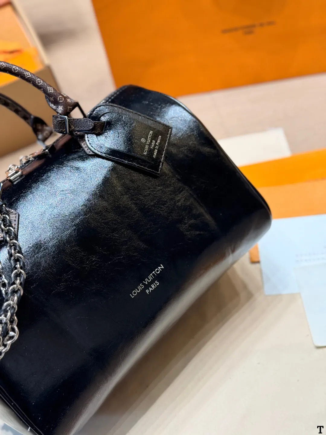 LV Speedy 黑色 老花 牛皮 鏈條包 精致鏈條款