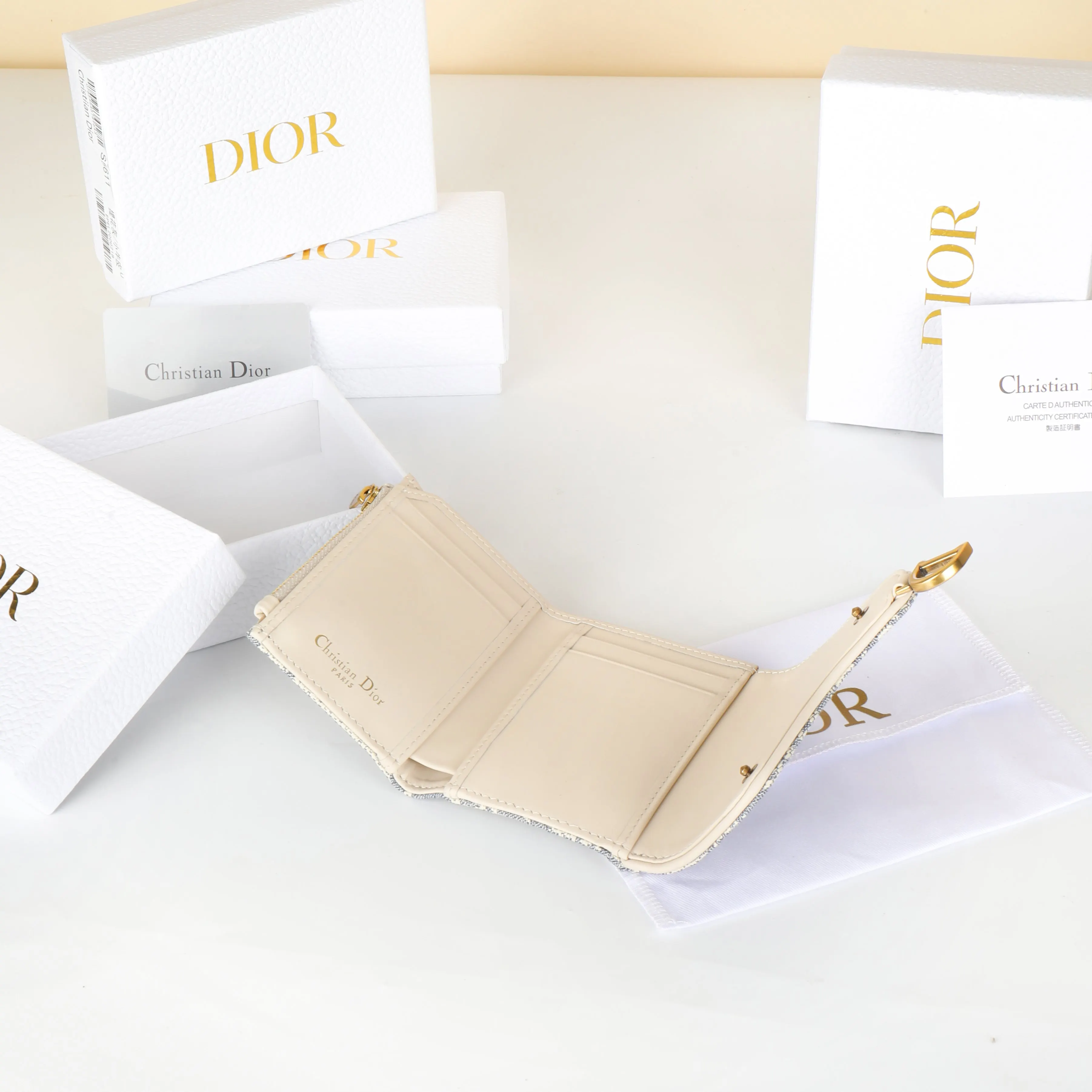 Dior Saddle 金色 钱包