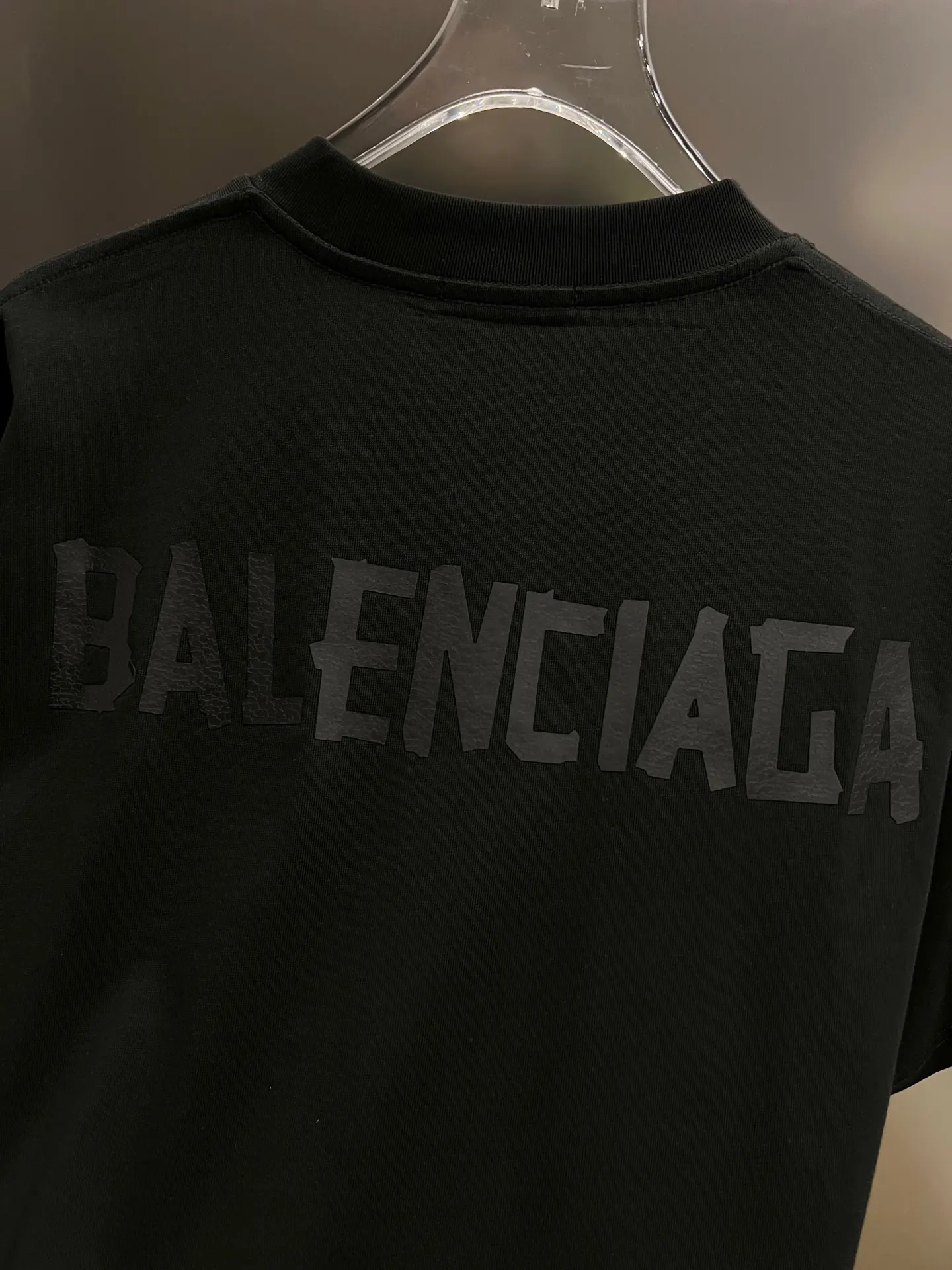 Balenciaga Black Cotton Logo Short Sleeve T-Shirt Loose