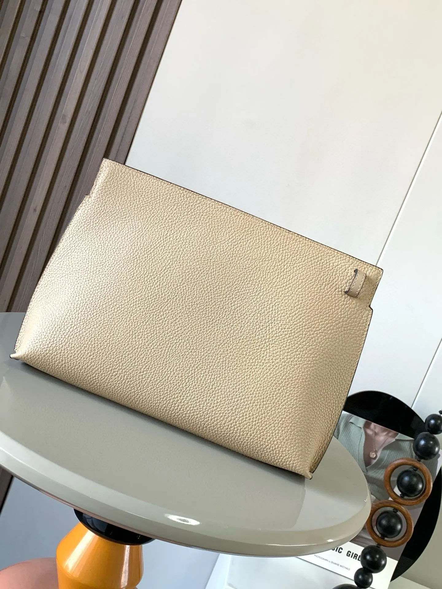 杏色 小牛皮 粒面牛皮革TT Pouch手包 家的皮具 腋下包 复古腋下背款