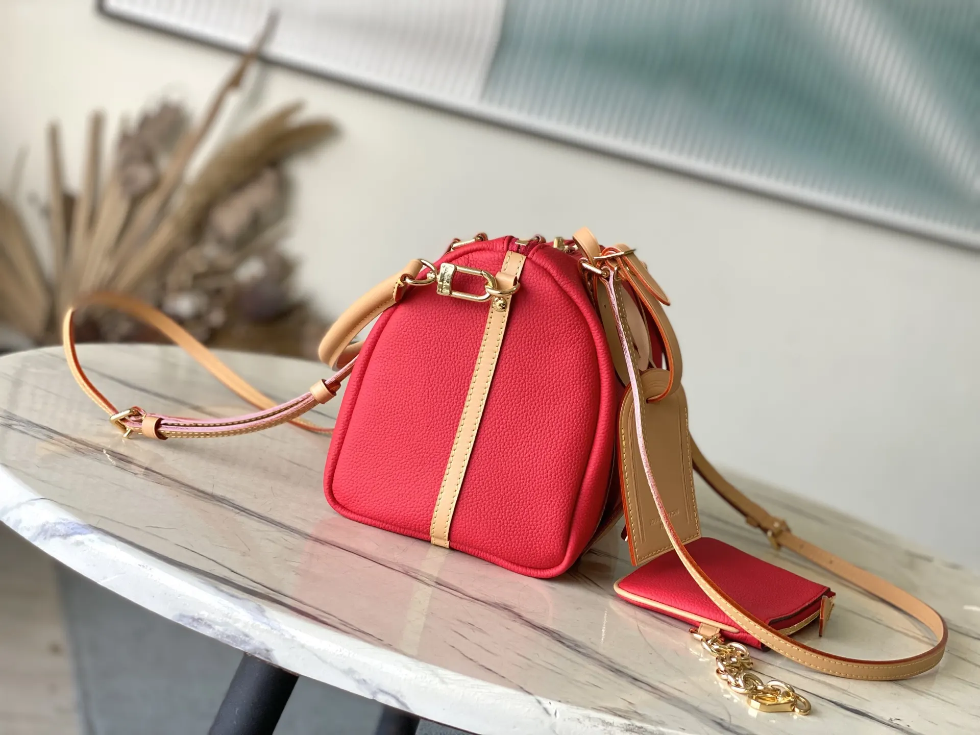 LV Keepall 紅色 行李箱 旅行拉杆款 輕便出行款