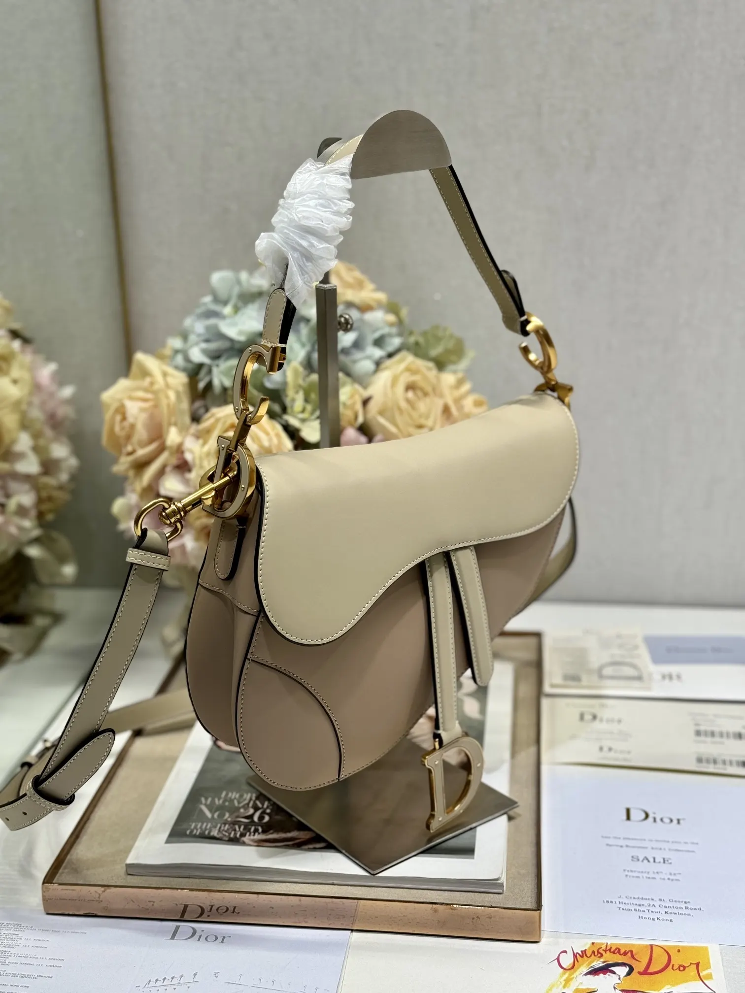 Dior 杏色 拼色 牛皮 收納包 旅行收納款